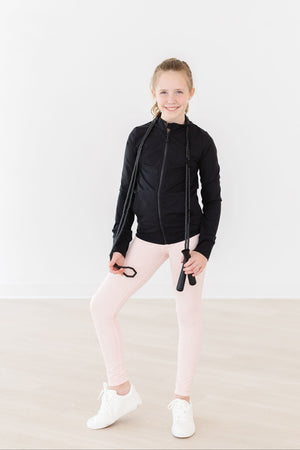 Balanced Black Full-Zip Ruffle Active Jacket-Mila & Rose ®