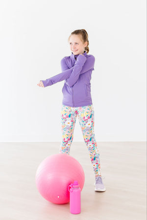 Playful Purple Full-Zip Ruffle Active Jacket-Mila & Rose ®