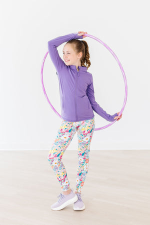 Playful Purple Full-Zip Ruffle Active Jacket-Mila & Rose ®