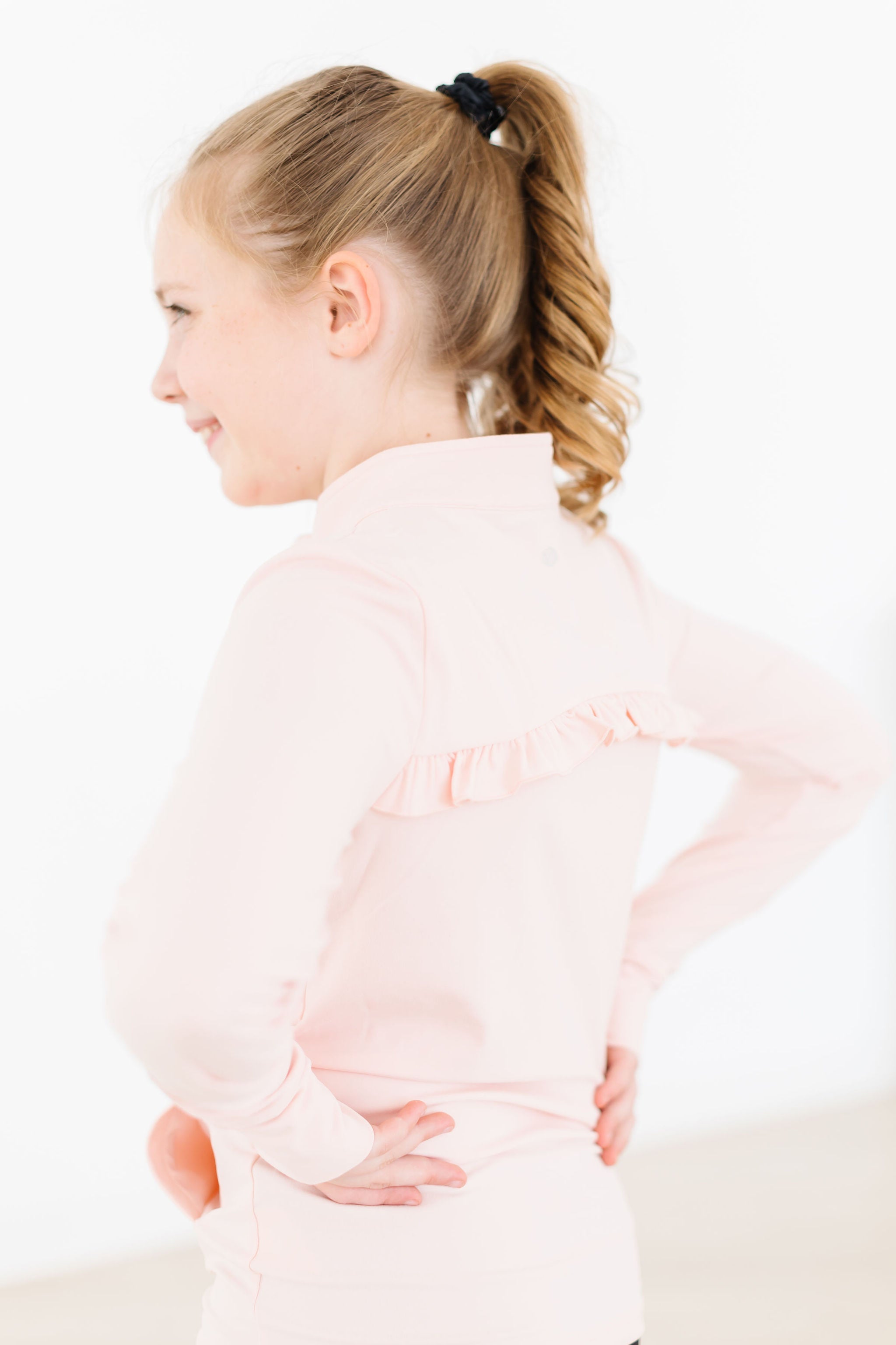 Zen Pink Full-Zip Ruffle Active Jacket-Mila & Rose ®