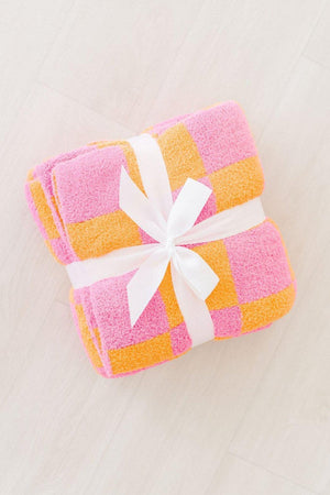 Bright Pink/Orange Checker Cozy Blanket-Mila & Rose ®