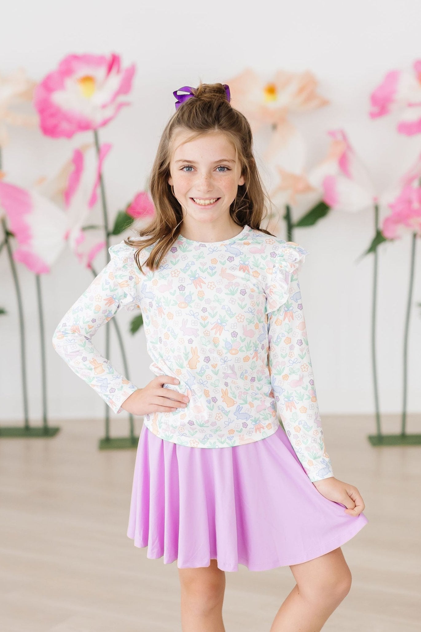 Hoppy Easter L/S Ruffle Tee-Mila & Rose ®