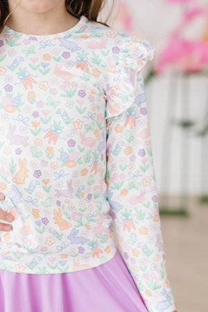 Hoppy Easter L/S Ruffle Tee-Mila & Rose ®