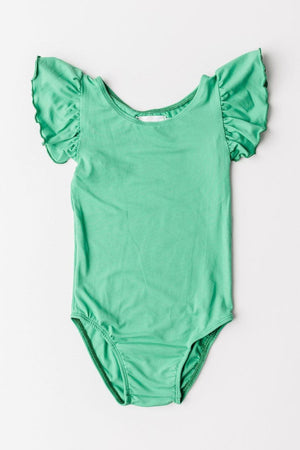 Kelly Green S/S Flutter Sleeve Leotard-Mila & Rose ®