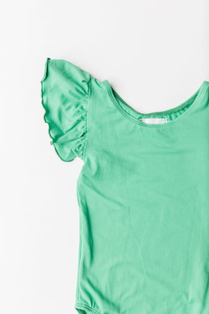 Kelly Green S/S Flutter Sleeve Leotard-Mila & Rose ®