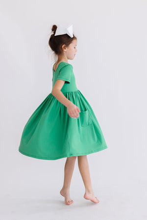 Kelly Green S/S Pocket Twirl Dress-Mila & Rose ®