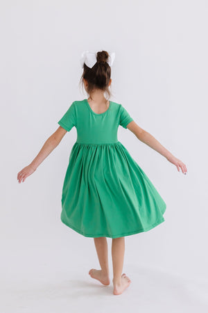 Kelly Green S/S Pocket Twirl Dress-Mila & Rose ®