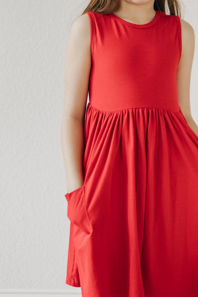 Red Tank Pocket Twirl Dress-Mila & Rose ®