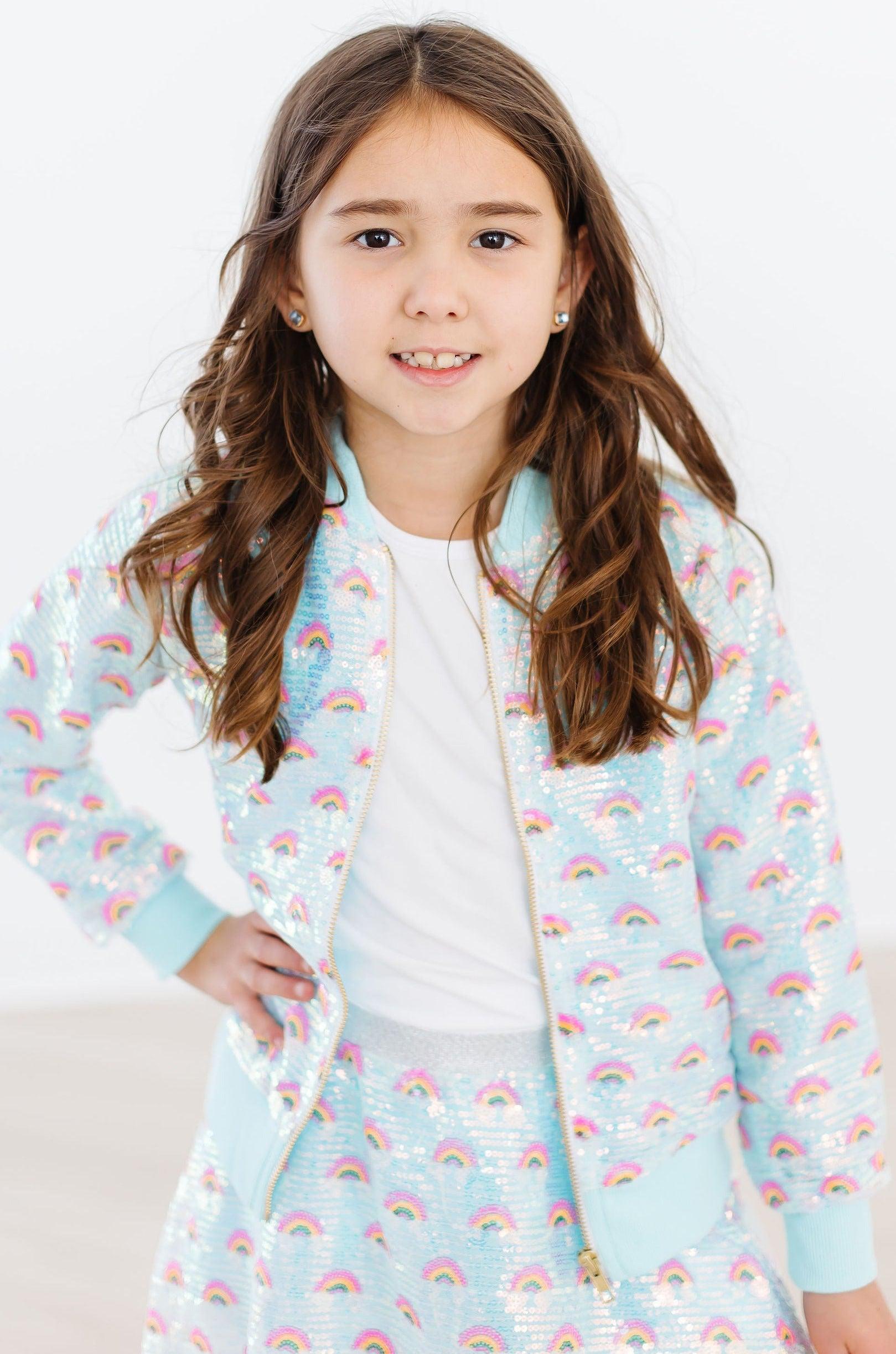 Mint Rainbow Sequin Jacket-Mila & Rose ®