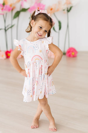 Over the Rainbow Flutter Sleeve Twirl Dress-Mila & Rose ®