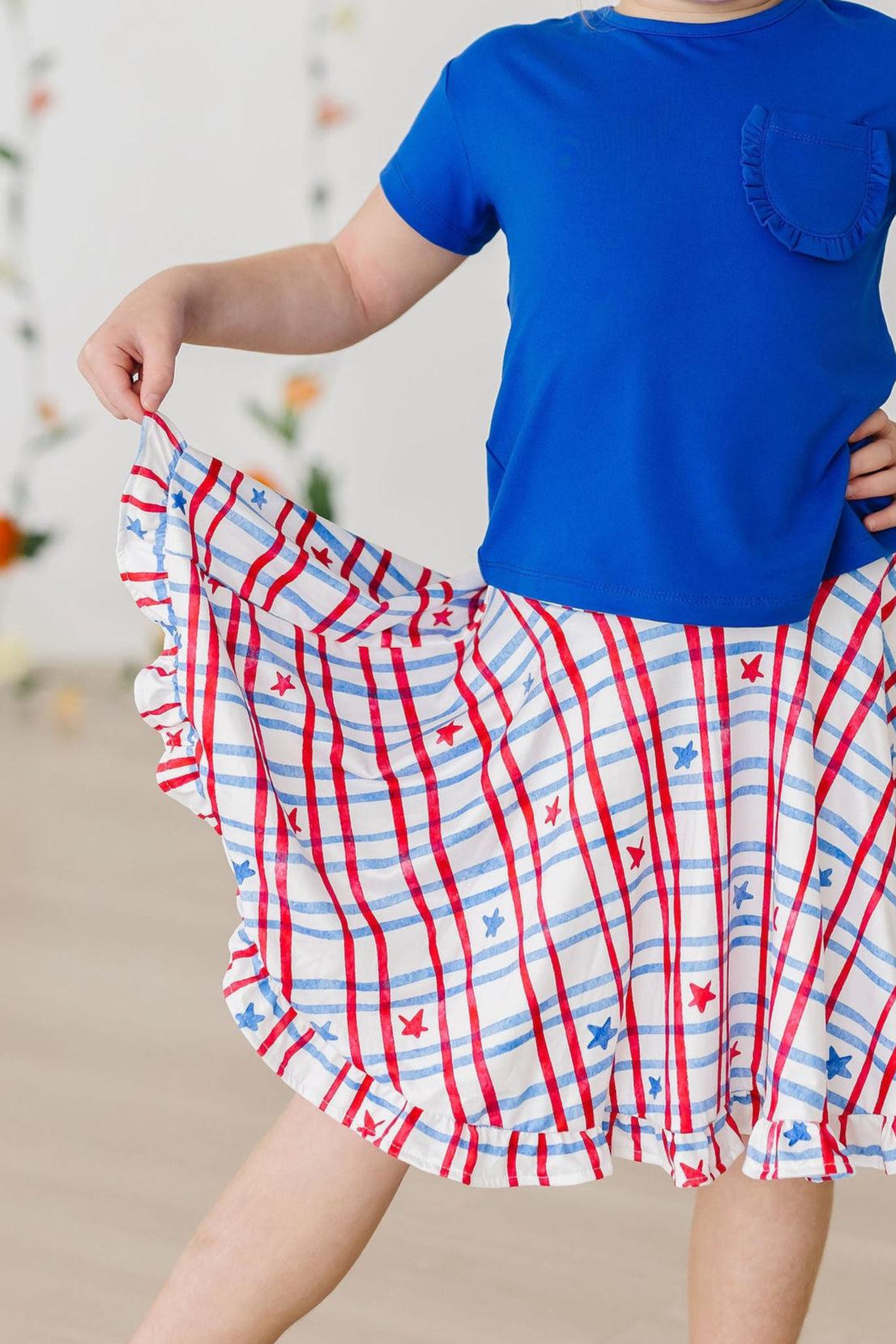 Patriotic Plaid Ruffle Twirl Skort-Mila & Rose ®