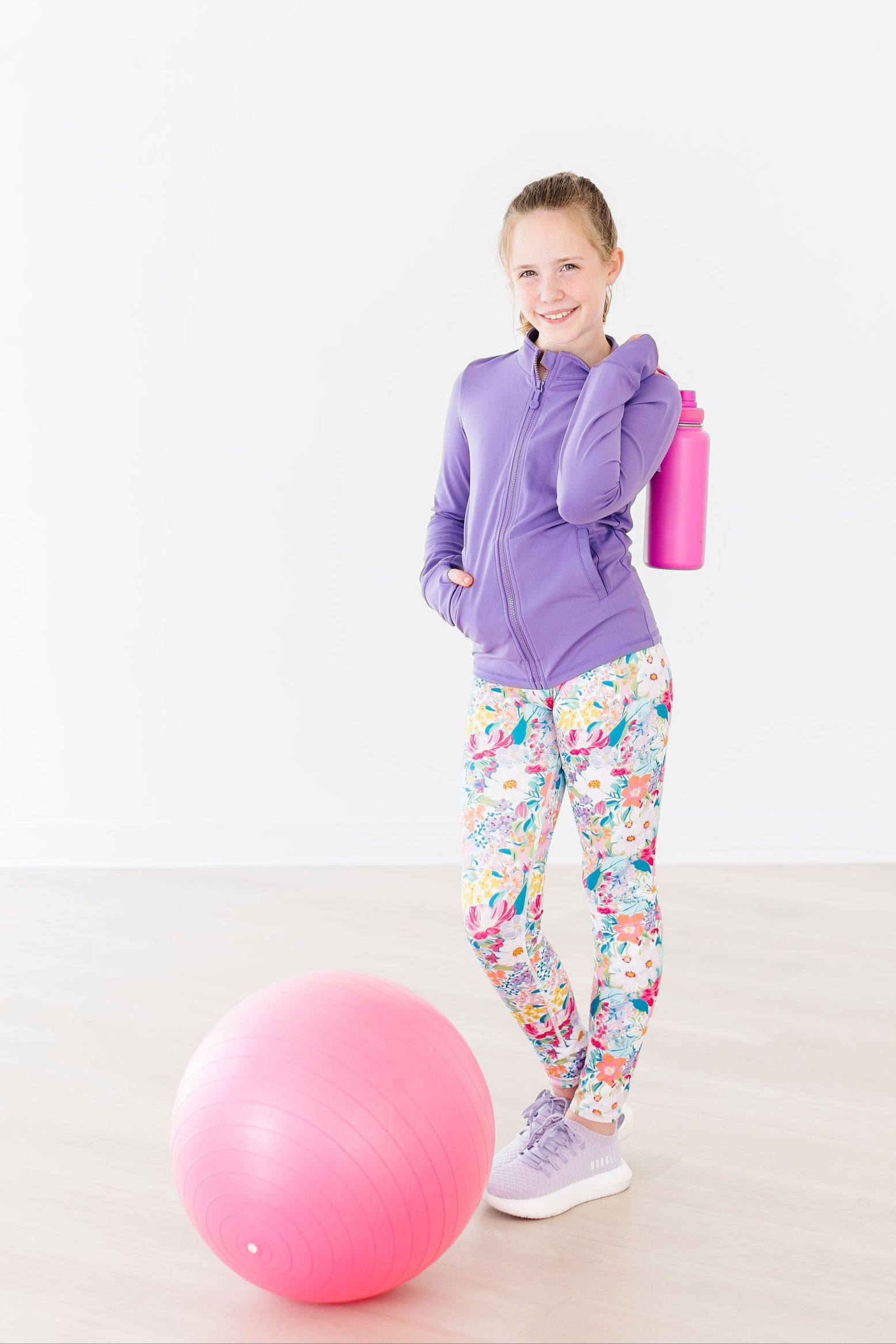 Playful Purple Full-Zip Ruffle Active Jacket-Mila & Rose ®