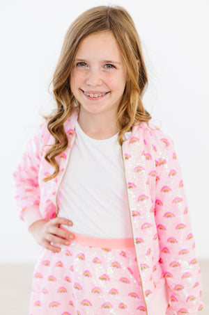 Pink Rainbow Sequin Jacket-Mila & Rose ®