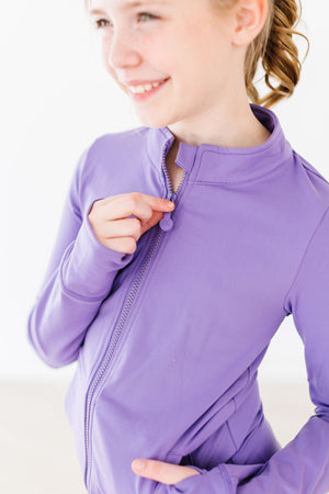 Playful Purple Full-Zip Ruffle Active Jacket-Mila & Rose ®