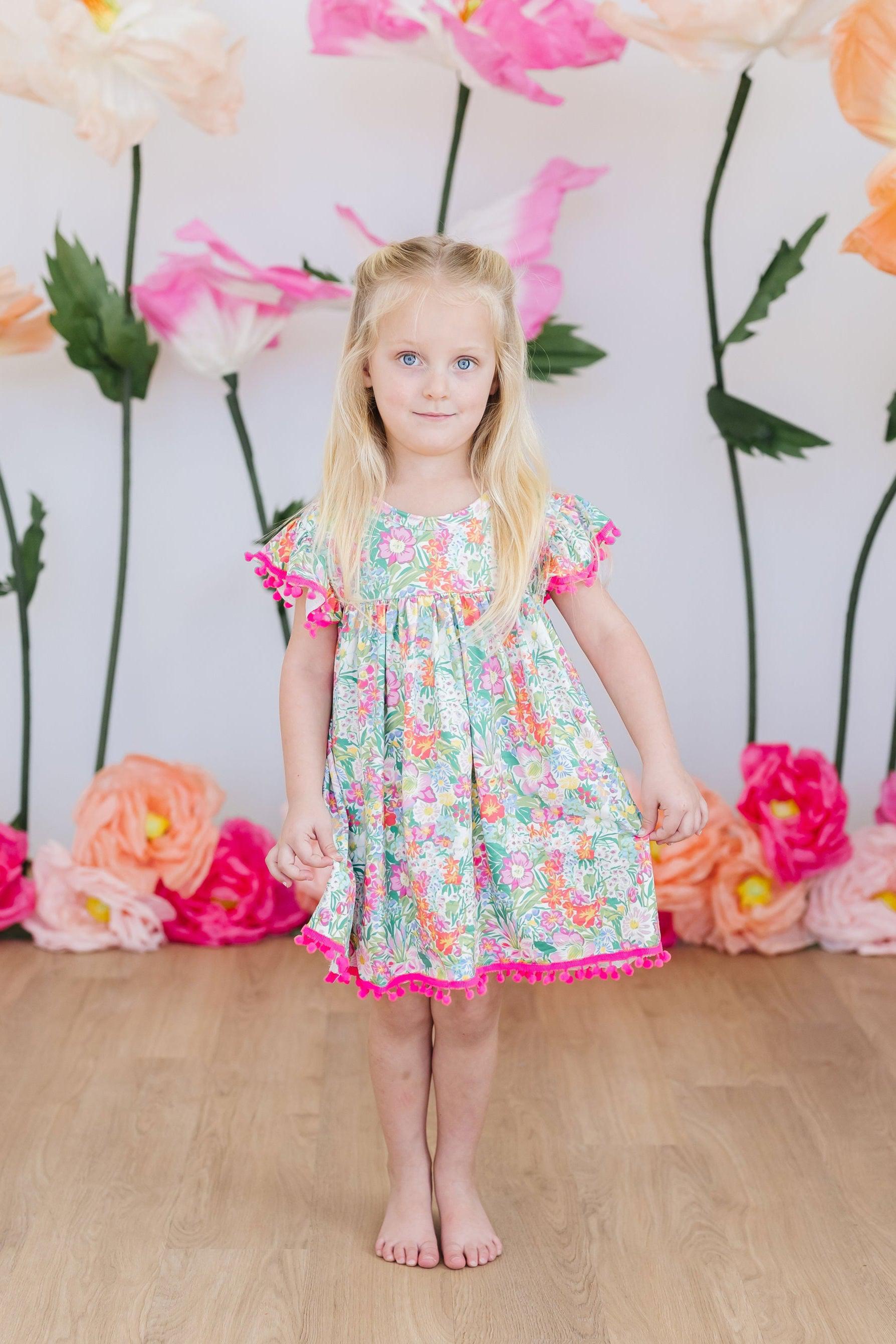 Preppy Petals Pom Pom Dress-Mila & Rose ®