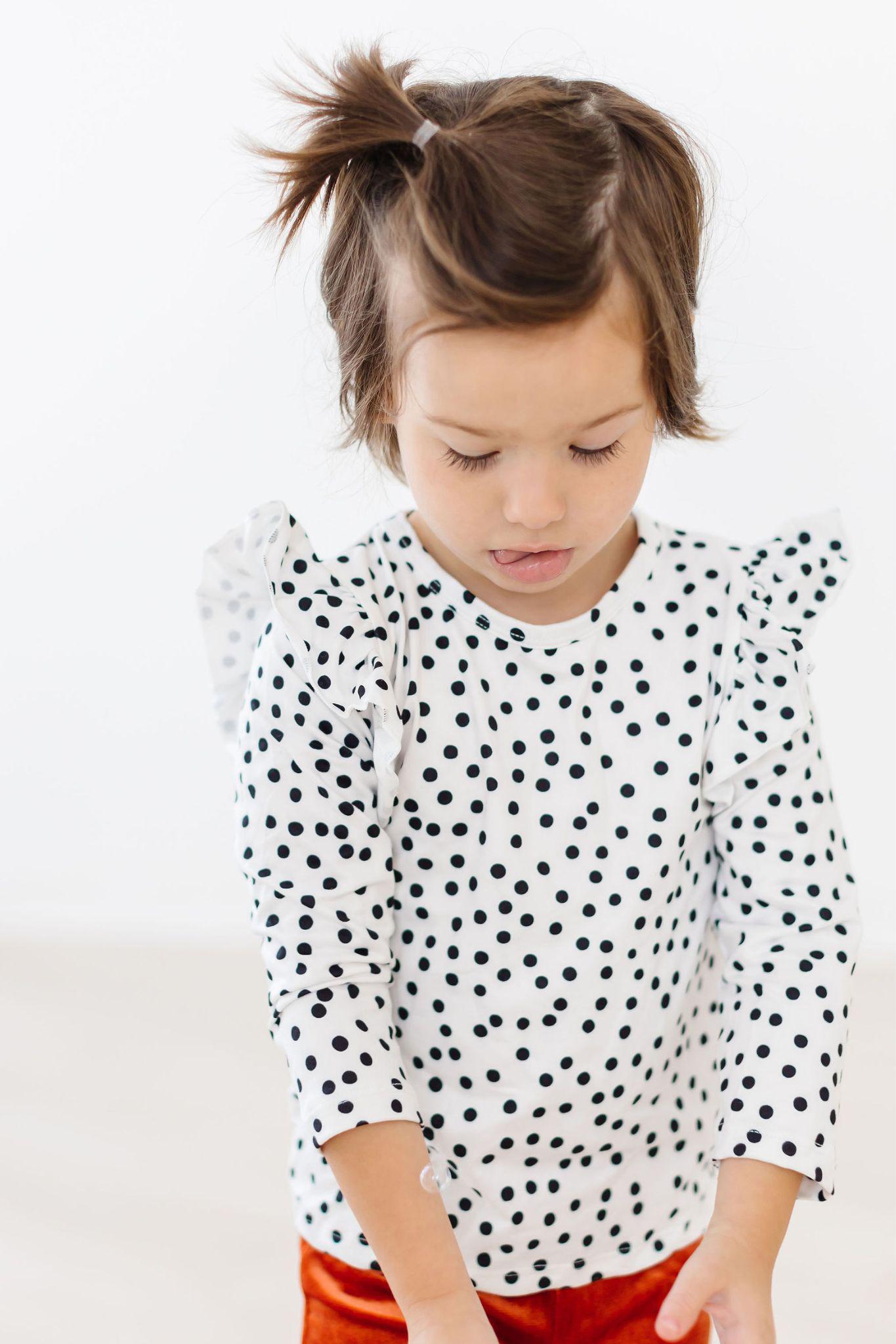 Scattered Dot L/S Ruffle Tee-Mila & Rose ®