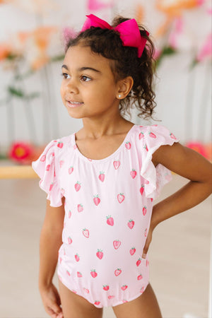 Sweet Strawberries S/S Flutter Sleeve Leotard-Mila & Rose ®