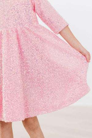 Bubblegum Pink Sequin Dress-Mila & Rose ®