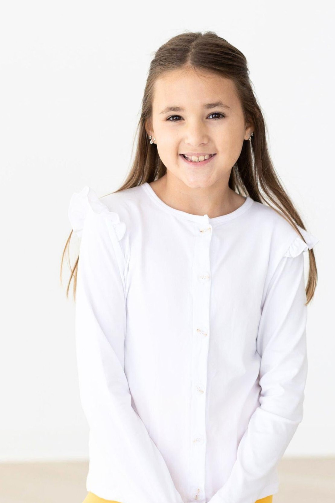 White Ruffle Cardigan-Mila & Rose ®