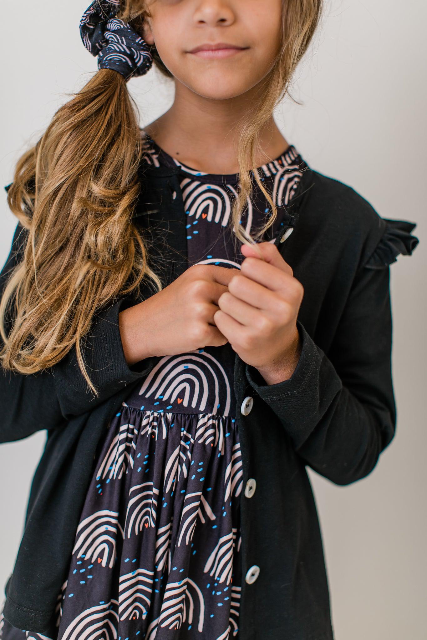 Black Ruffle Cardigan-Mila & Rose ®