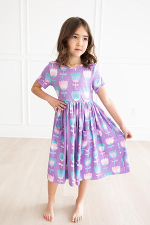 Too Cool Tulips S/S Pocket Twirl Dress-Mila & Rose ®