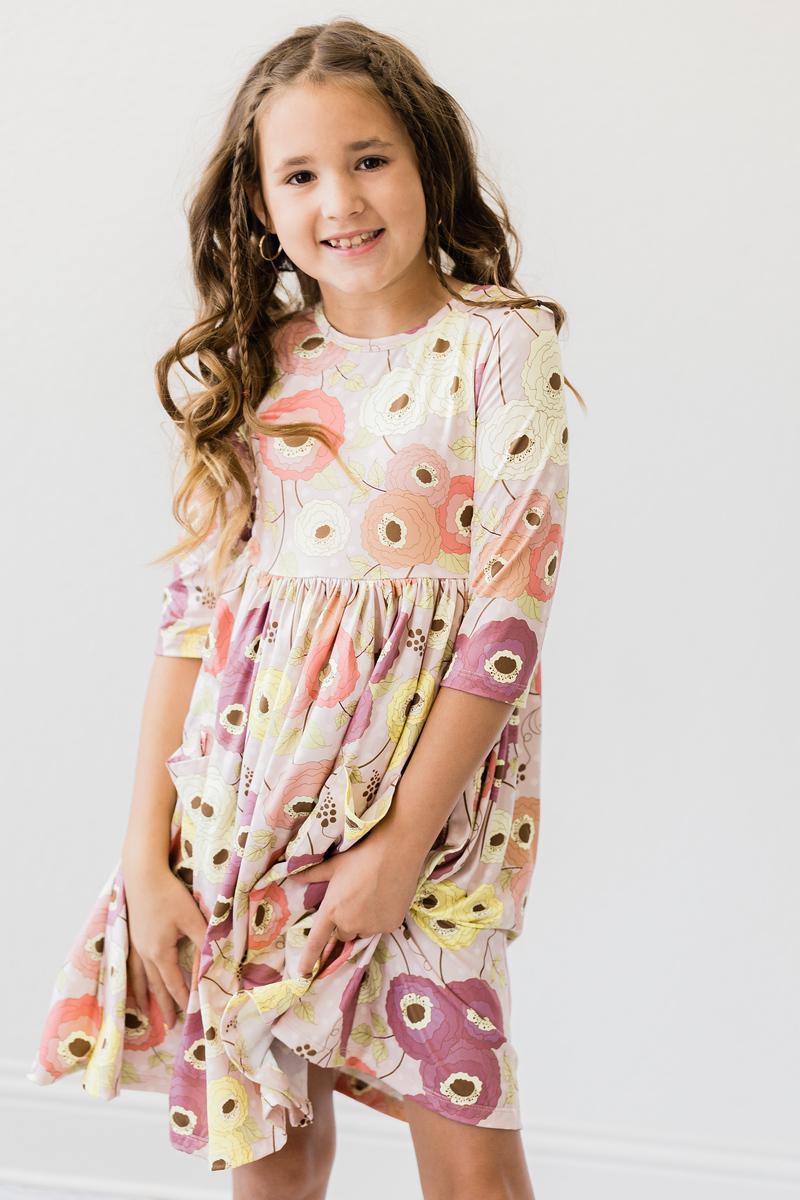 Little Girl Dresses Back in Stock  Girls Clothing Online Tagged Twirl  Pocket - 3/4 Sleeve - Mila & Rose ®