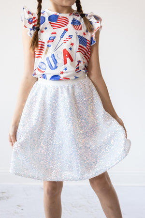 Party in the USA S/S Ruffle Tee-Mila & Rose ®