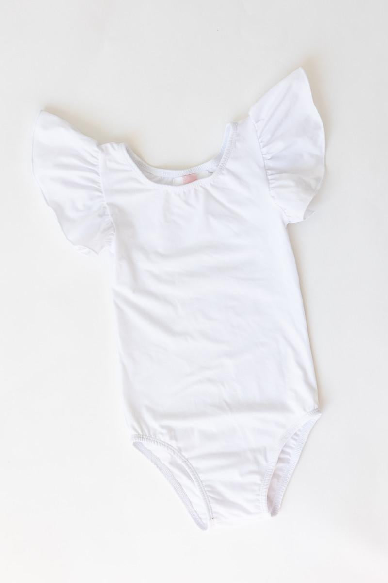 White S/S Flutter Sleeve Leotard-Mila & Rose ®