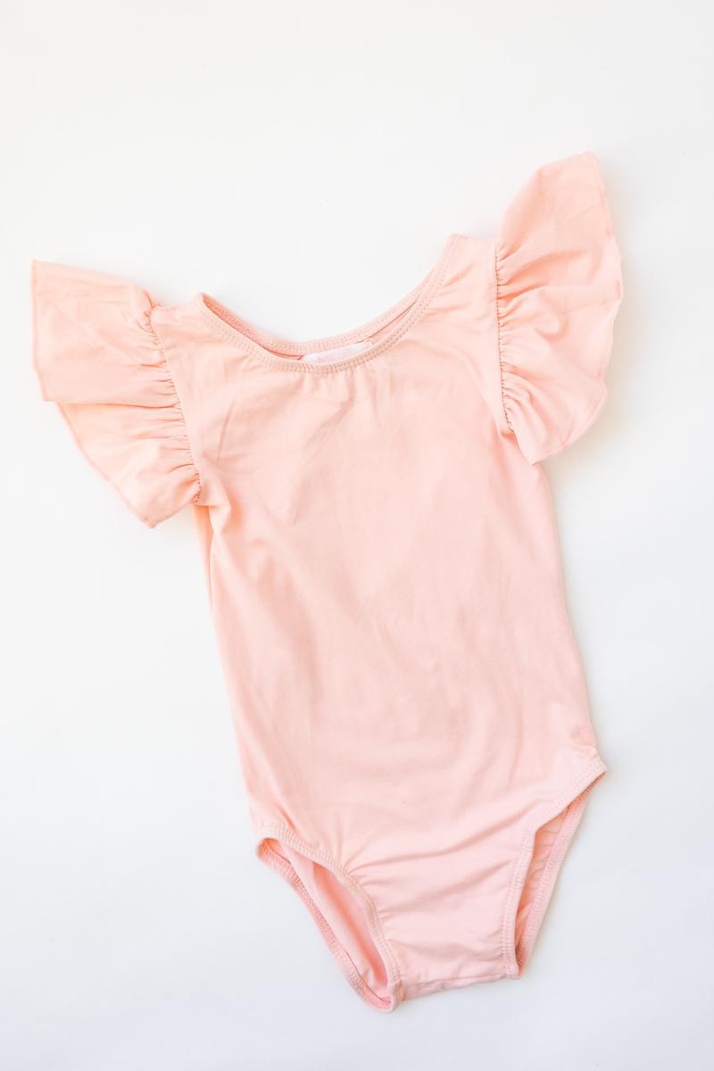 Peach S/S Flutter Sleeve Leotard-Mila & Rose ®