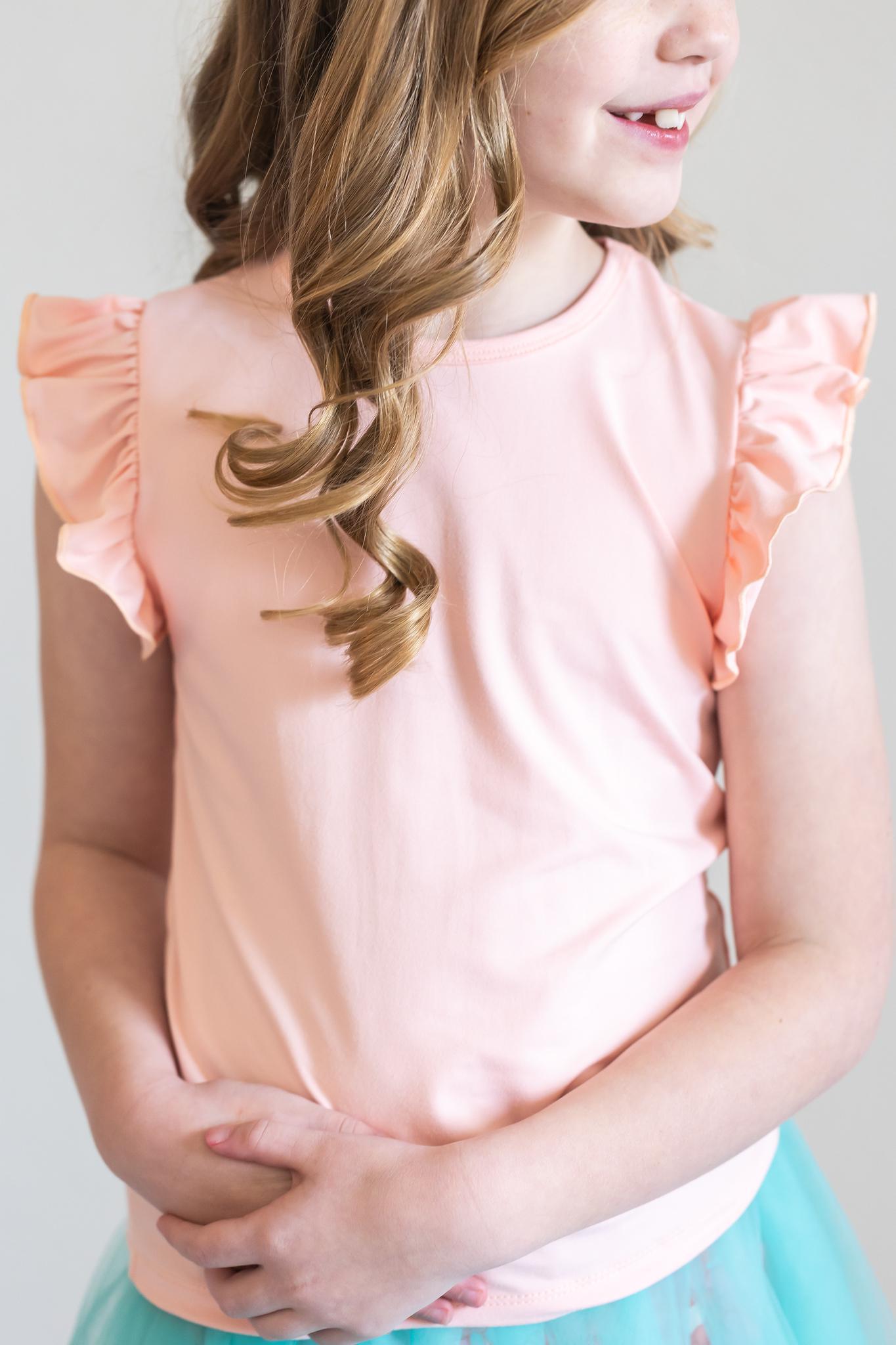 Peach S/S Ruffle Tee-Mila & Rose ®