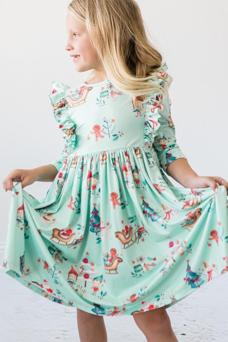 Believe in Your Elf Ruffle Twirl Dress-Mila & Rose ®