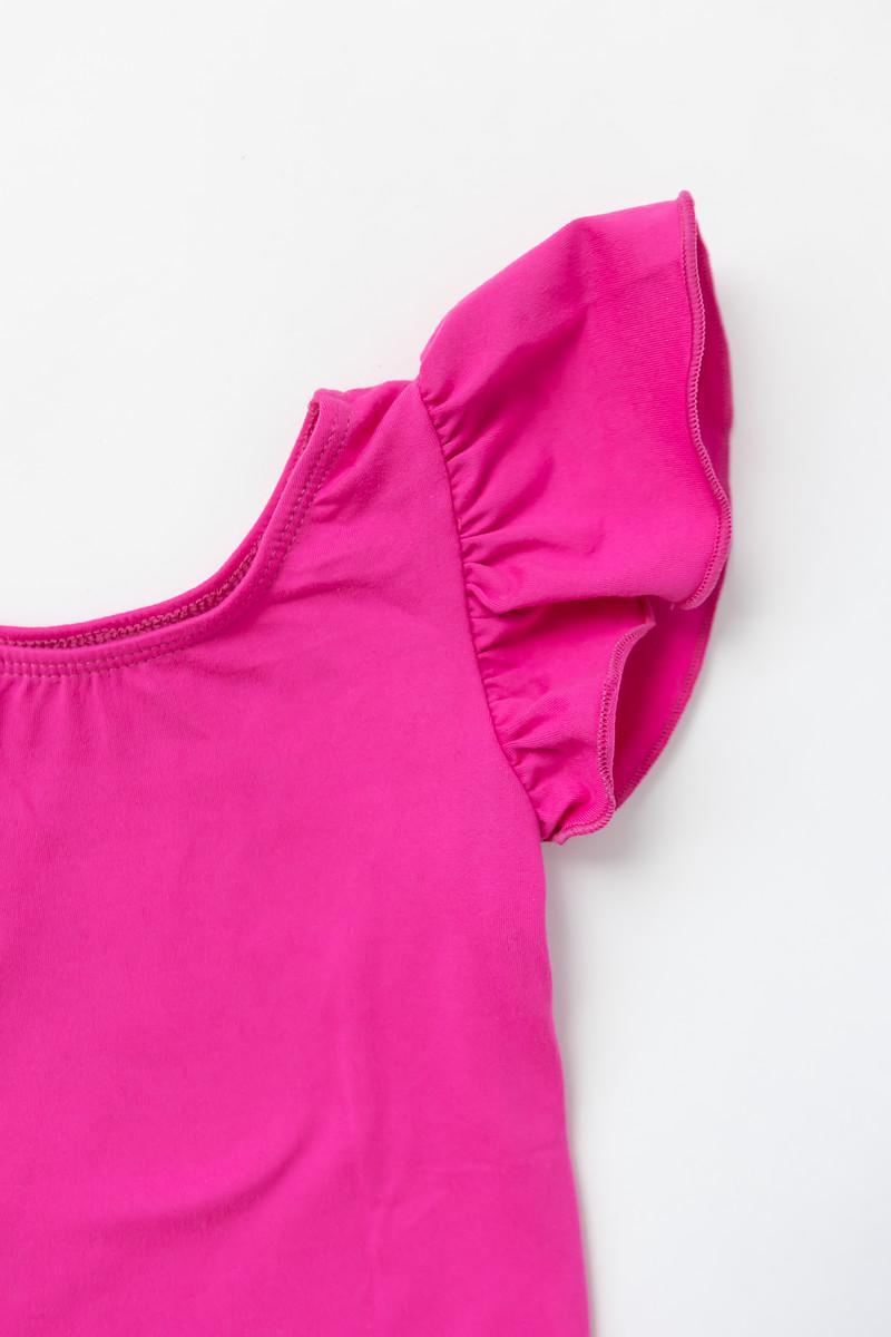 Hot Pink S/S Flutter Sleeve Leotard-Mila & Rose ®