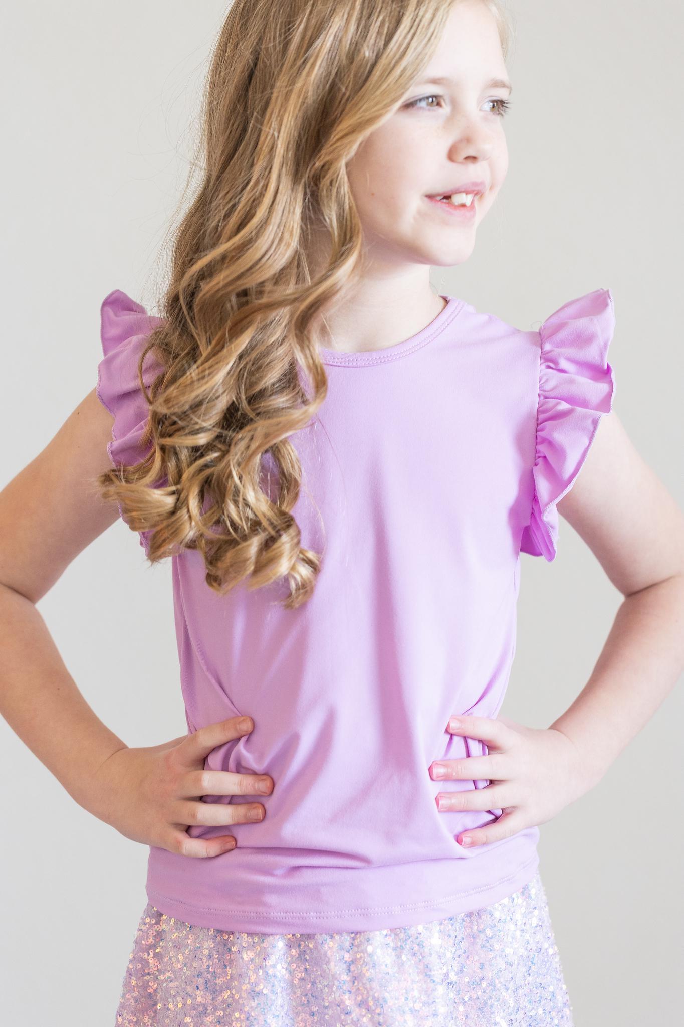 Bright Lilac S/S Ruffle Tee-Mila & Rose ®