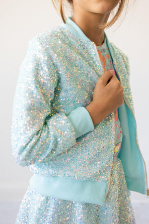 Aqua Sequin Jacket-Mila & Rose ®