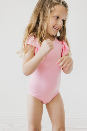 Bubblegum Pink S/S Flutter Sleeve Leotard-Mila & Rose ®