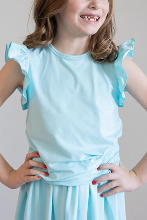 Aqua S/S Ruffle Tee-Mila & Rose ®