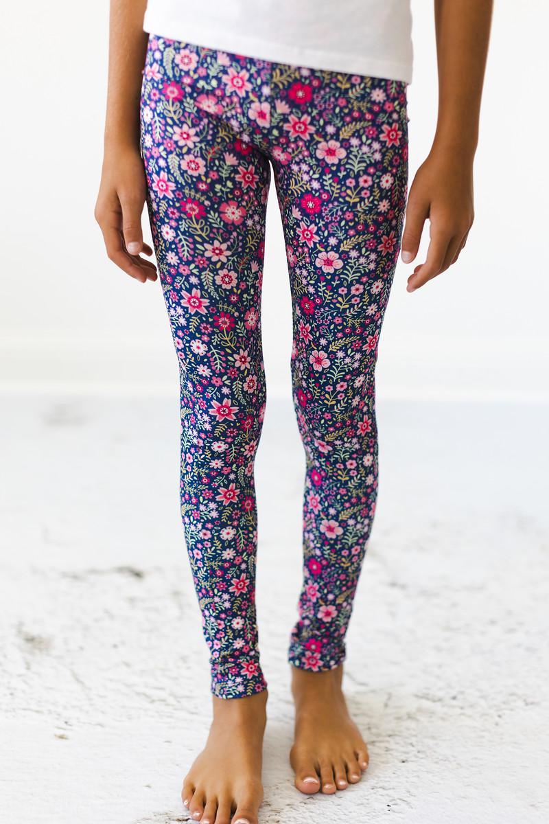 Serenity Lucy Light Grey Floral Print Leggings Yoga Pants - Women